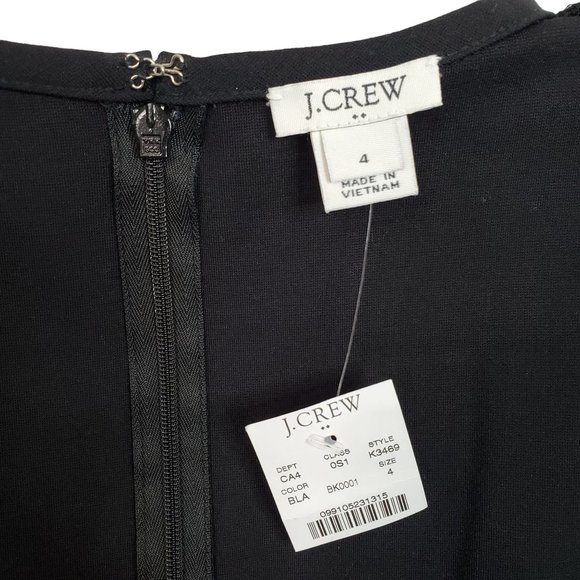 J Crew NWT Size 4 Dress Ponte Knit Shaped Fit Long Sleeve Round Neck Black - Picture 7 of 10